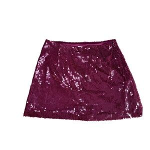 MINKPINK Red Wine Sequin Mini Skirt